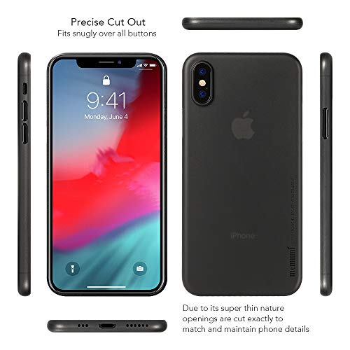 memumi Compatible con iPhone XS Funda, Ultra Slim 0.3 mm Anti-Rasguño y Resistente Huellas Funda para iPhone XS 5.8" (2018) Thin Case Negro Transparente