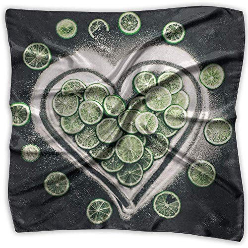 Merle House Corazón Floral Pepino Señora Impreso Cuadrado Bufanda Tocado Cuello Satén Bufandas Abrigo Chal Pañuelo