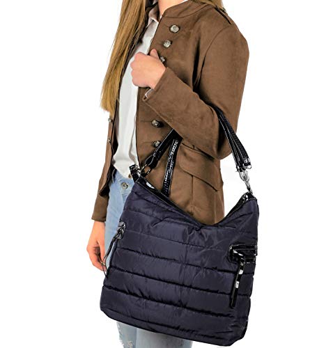 Mer's Style - Bolso de Mujer con Bandolera de Lona, Azul