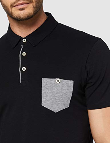 Mexx Polo, Negro (Black/Grey Melange 318742), Medium para Hombre