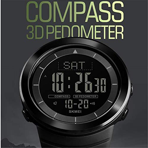 MHCYKJ Los Hombres Reloj Deportivo Relojes Sport Cronómetro Digital Reloj de Pulsera de Reloj de Cuenta atrás Doble de Datos multifunción,Rojo