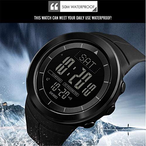 MHCYKJ Los Hombres Reloj Deportivo Relojes Sport Cronómetro Digital Reloj de Pulsera de Reloj de Cuenta atrás Doble de Datos multifunción,Rojo