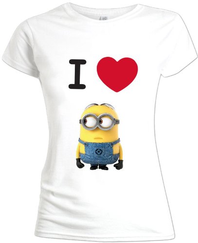 Mi villano favorito 2 - Camiseta de manga corta para mujer "I love minions", color blanco, talla M [Italia]