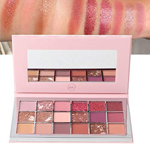 MIAOOL 18 Colores Paleta de sombra de ojos, Paleta de sombra de ojos Maquillaje Brillo Mate Sombra de ojos en polvo Herramienta cosmética