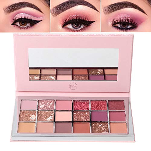 MIAOOL 18 Colores Paleta de sombra de ojos, Paleta de sombra de ojos Maquillaje Brillo Mate Sombra de ojos en polvo Herramienta cosmética