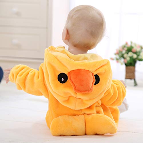 MICHLEY Bebé Ropa Mameluco Niños Niñas Pelele Pijama de Primavera y otoño Franela Traje de Animales Pato-90cm