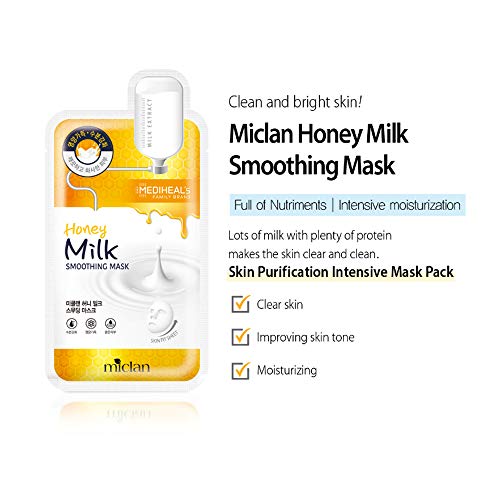 [Miclan] Honey Milk Smoothing Mask 10pcs - (de Mediheal) Mascarilla de con proteína de leche y miel