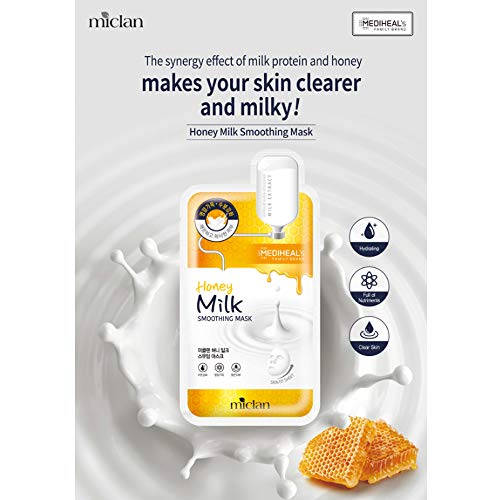 [Miclan] Honey Milk Smoothing Mask 10pcs - (de Mediheal) Mascarilla de con proteína de leche y miel