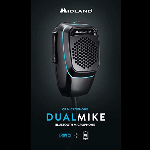 Midland Dual Mike Micrófono CB Digital Bluetooth Preamplificado 4 Pin 48 Se Conecta a CB y Smartphone, con PTT analógico, Altavoz y DSP para una Mejor Calidad de Voz