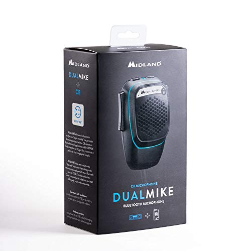 Midland Dual Mike Micrófono CB Digital Bluetooth Preamplificado 4 Pin 48 Se Conecta a CB y Smartphone, con PTT analógico, Altavoz y DSP para una Mejor Calidad de Voz