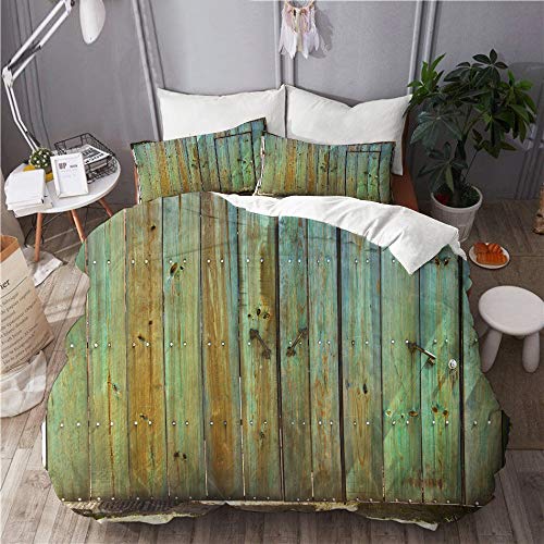 MIGAGA Bedding Juego de Funda de Edredón,Antigua Puerta de Madera rústica Fecha Toscana Entrada de la casa Textura Antigua fotografía，Microfibra Funda de Nórdico y Fundas de Almohada - 220 x 240cm