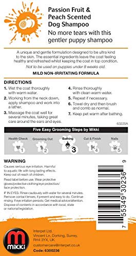 Mikki | Champú para Cachorros | 250 ml | Fragancia a Fruta de la pasión y melocotón
