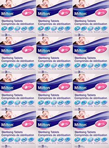 Milton - Pastillas esterilizadoras para biberones, 12 paquetes de 28 pastillas