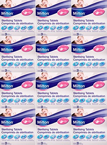 Milton - Pastillas esterilizadoras para biberones, 12 paquetes de 28 pastillas