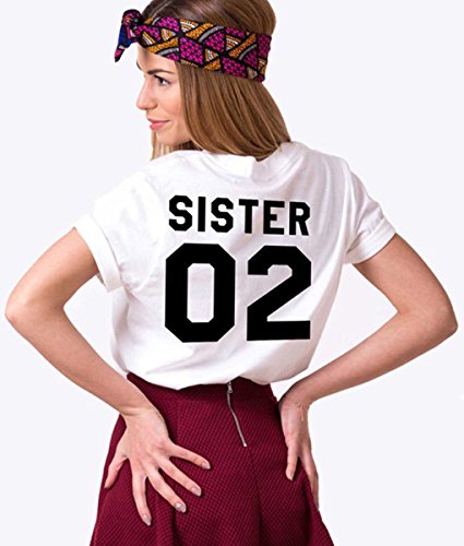 Minetom Best Friends Camisetas Mujer Manga Corta Tumblr Verano Casual Moda Poleras Ropa Negro - Blanco 01 ES 34