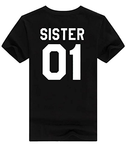 Minetom Best Friends Camisetas Mujer Manga Corta Tumblr Verano Casual Moda Poleras Ropa Negro - Blanco 01 ES 34