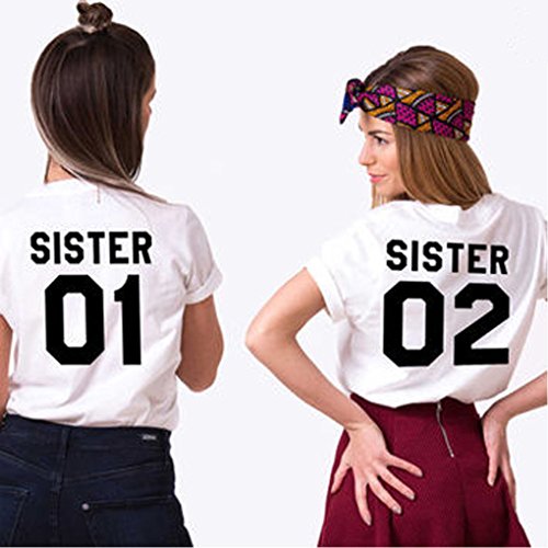 Minetom Best Friends Camisetas Mujer Manga Corta Tumblr Verano Casual Moda Poleras Ropa Negro - Blanco 01 ES 34