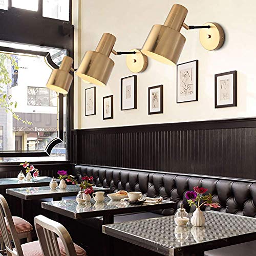 Mini aplique de pared de metal, LED ajustable E27 dorado Lámpara de pared encantadora Iluminación Sala de estar Balcón Restaurante Aplique de pared L10"W7" - Dorado 26x19cm (10x7 pulgadas)