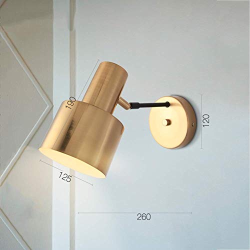 Mini aplique de pared de metal, LED ajustable E27 dorado Lámpara de pared encantadora Iluminación Sala de estar Balcón Restaurante Aplique de pared L10"W7" - Dorado 26x19cm (10x7 pulgadas)