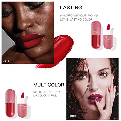 Mini Capsule Matte Superstay Ink, 6 Pcs Matt Waterproof Long Lasts Lipstick Liquid/Non-Stick on Cup, Kiss-proof, Nude Lip Gloss Kit (AN)