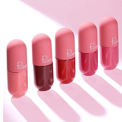 Mini Capsule Matte Superstay Ink, 6 Pcs Matt Waterproof Long Lasts Lipstick Liquid/Non-Stick on Cup, Kiss-proof, Nude Lip Gloss Kit (AN)