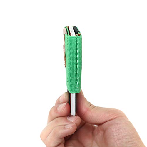 Mini Cartera “elástica” MOTR Hecha a Mano con Capacidad de 4 a 8 Tarjetas de Color Verde Prado.
