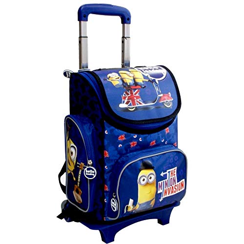 Minions – 2 unidades. Mochila escolar (35,5 x 27,5 x 16 cm) Set con extra Trolley – Hello London – The Minion Invasion – Diseño: Stuart & Kevin & Bob – para escuela, deporte + ocio