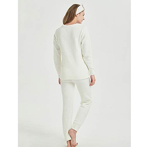 Minions Boutique - Pijama para mujer, manga larga, cuello redondo, suelto, suave, conjunto de ropa para el hogar, Blanco, talla única