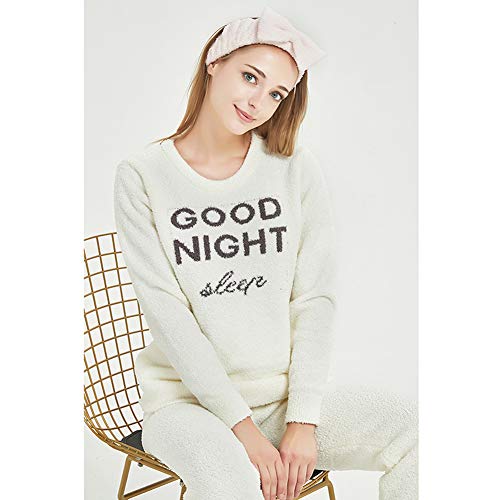 Minions Boutique - Pijama para mujer, manga larga, cuello redondo, suelto, suave, conjunto de ropa para el hogar, Blanco, talla única