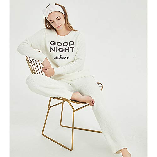 Minions Boutique - Pijama para mujer, manga larga, cuello redondo, suelto, suave, conjunto de ropa para el hogar, Blanco, talla única