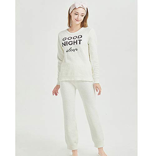 Minions Boutique - Pijama para mujer, manga larga, cuello redondo, suelto, suave, conjunto de ropa para el hogar, Blanco, talla única