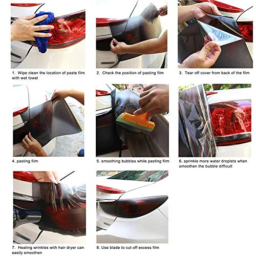 Mioke Láminas para Faro, 30 * 300cm PVC Protector Film Autoadhesivo Vinilo Pegatina para Faros de Coche Negro/Amarillo (Negro)