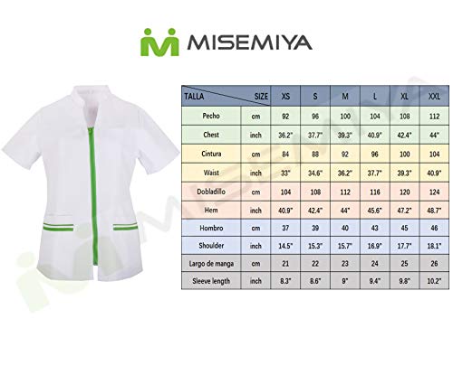 MISEMIYA - Casaca SEÑORA Mangas Cortas Uniforme Laboral CLINICA Hospital Limpieza Veterinaria SANIDAD HOSTELERÍA - Ref.7021 - XL, Blanco