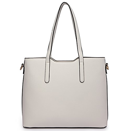 Miss Lulu Bolso Totes para Mujer de Mano Moda 3Pcs Bolsos de Hombro Cuero PU (Blanco)