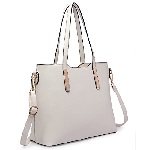Miss Lulu Bolso Totes para Mujer de Mano Moda 3Pcs Bolsos de Hombro Cuero PU (Blanco)