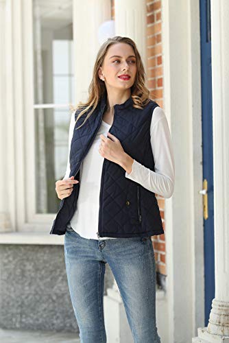 MISS MOLY Chaleco Mujer Ligero Acolchado Chaquetas de Cremallera con Cuello Mao Azul - S