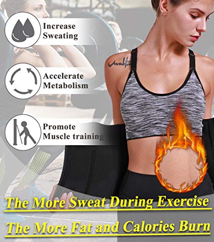 MISS MOLY Faja Reductora Adelgazante Neopreno Cintura Entrenador Deporte Hombre y Mujer, Cinturón de Sudoración para Reducir Abdomen, Efecto Sauna, Ajustable Waist Trimmer Belt - Fitness