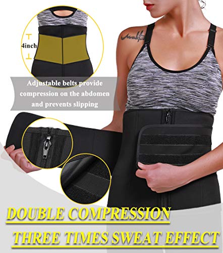 MISS MOLY Faja Reductora Adelgazante Neopreno Cintura Entrenador Deporte Hombre y Mujer, Cinturón de Sudoración para Reducir Abdomen, Efecto Sauna, Ajustable Waist Trimmer Belt - Fitness
