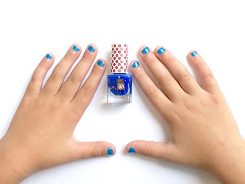 Miss Nella COOL KID- Esmalte azul especial para uñas para niños, fórmula despegable, a base de agua y sin olor