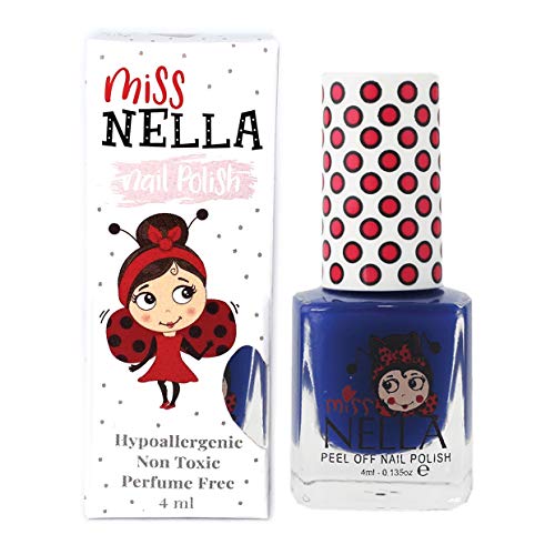 Miss Nella COOL KID- Esmalte azul especial para uñas para niños, fórmula despegable, a base de agua y sin olor