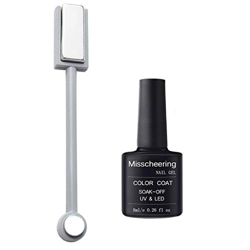 Misscheering Esmalte de Uñas Polonia Magia 5D Manicura Francesa ojo de Gato Uñas de Gel UV LED Semipermanente Profesional Brillo Polish Soak off Esmaltes en gel Kit con Rebanada de imán Nail Art (B)