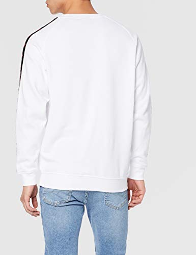 Mister Tee NASA S Wormlogo Emb Rocket Tape Crewneck - Sudadera para Hombre, Hombre, Sudadera, MT863, Blanco, Large