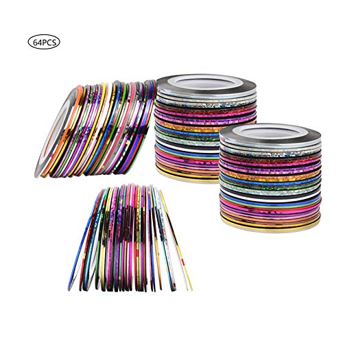 Mixtos Rollos De Uñas Líneas De Oro Y Plata Para Uñas Uñas Arte Rayas Adhesivas Nail Art Striping Tape Line Clavo Arte Cinta Decoración Pegatinas Diy Diseño Arte De Uñas 20m*1mm 32 Colores 2 Juegos