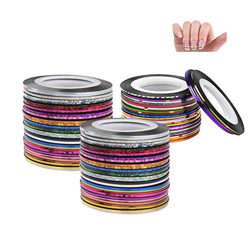 Mixtos Rollos De Uñas Líneas De Oro Y Plata Para Uñas Uñas Arte Rayas Adhesivas Nail Art Striping Tape Line Clavo Arte Cinta Decoración Pegatinas Diy Diseño Arte De Uñas 20m*1mm 32 Colores 2 Juegos