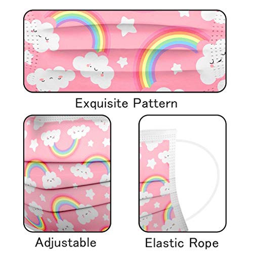 MMMYANG 50 Piezas Niños Protección, ???????????, 3 Capas Transpirables con Elástico para Los Oídos para Impresión linda Seguro Suave Transpirable Protección personal diaria