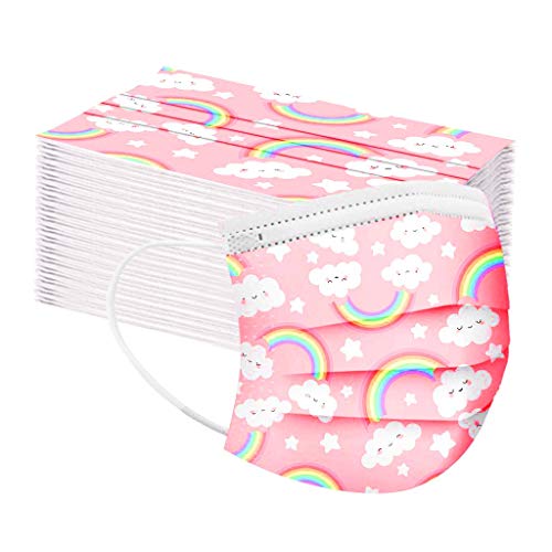 MMMYANG 50 Piezas Niños Protección, ???????????, 3 Capas Transpirables con Elástico para Los Oídos para Impresión linda Seguro Suave Transpirable Protección personal diaria