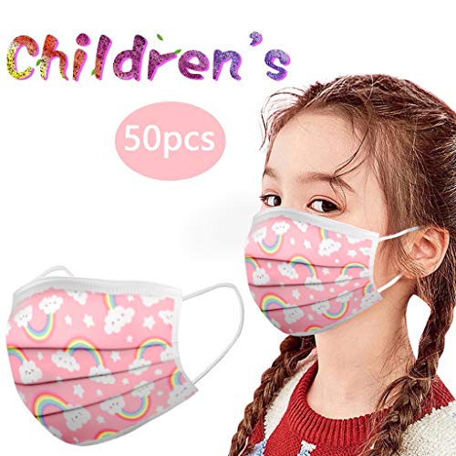 MMMYANG 50 Piezas Niños Protección, ???????????, 3 Capas Transpirables con Elástico para Los Oídos para Impresión linda Seguro Suave Transpirable Protección personal diaria