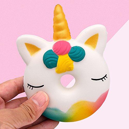 MMTX 2018 New Squishies Toys, Unicornio Donut Squishies Super Soft Cut Squeeze Toys Kawaii Cake Cream Perfumado Squishy Jumbo Stress Relief Descompresión de Regalo para niñas (Unicorn Donut)