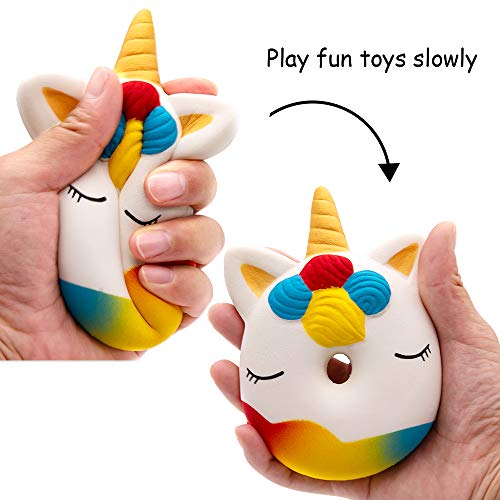 MMTX 2018 New Squishies Toys, Unicornio Donut Squishies Super Soft Cut Squeeze Toys Kawaii Cake Cream Perfumado Squishy Jumbo Stress Relief Descompresión de Regalo para niñas (Unicorn Donut)