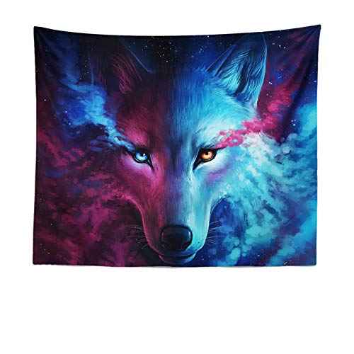 mmzki Animal Wolf Moon Totem Tapiz Tapiz de Pared Toalla de Playa Manta LT-1 130 * 150 cm